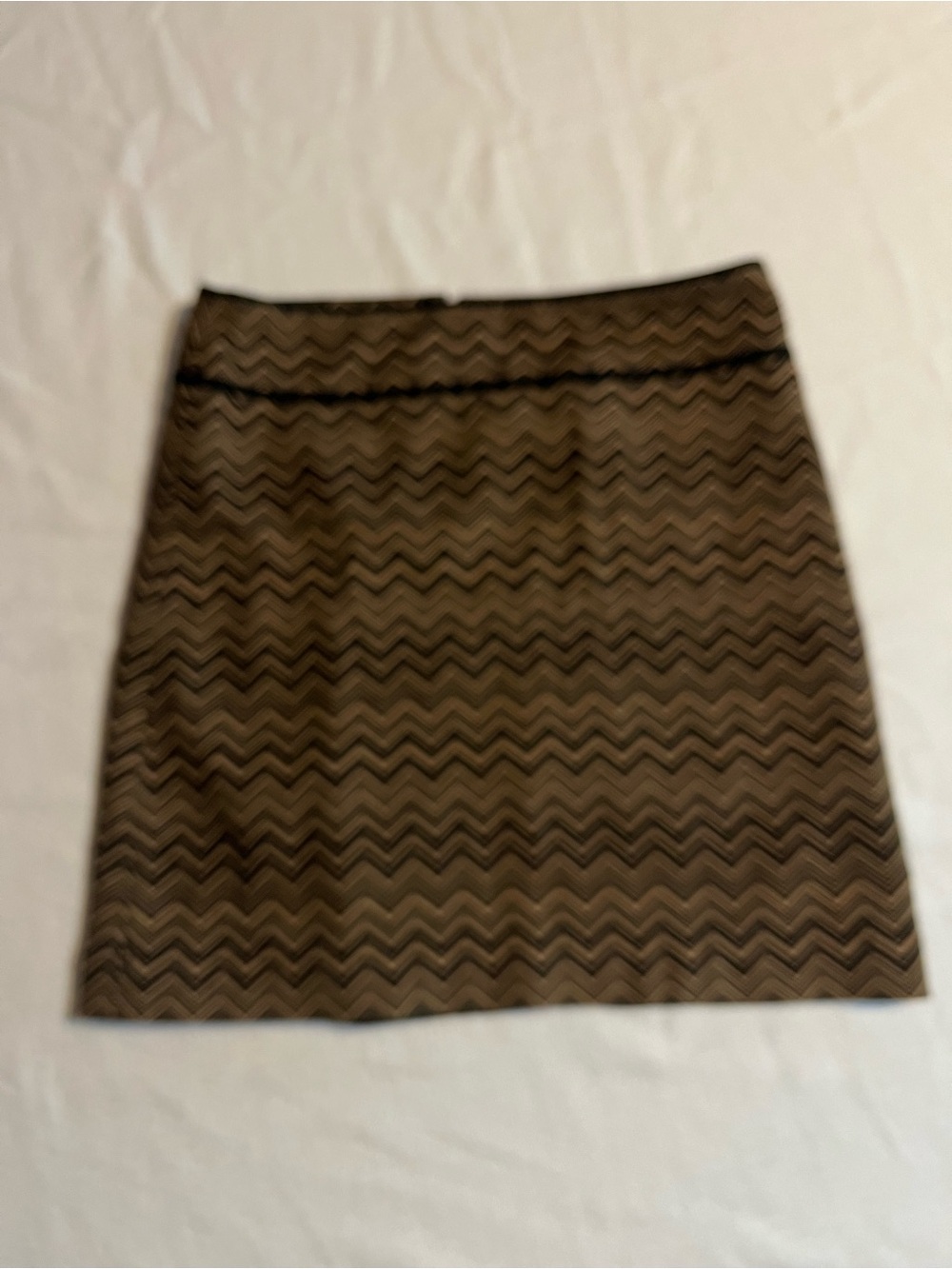 LOFT Brown Chevron Mini Skirt with Black Trim